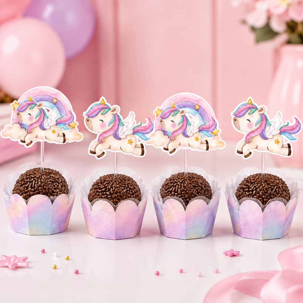 Topper Docinho Personalizado Unicórnio- Decoração Unicórnio- Aniversário Unicórnio -Topper para Docinho