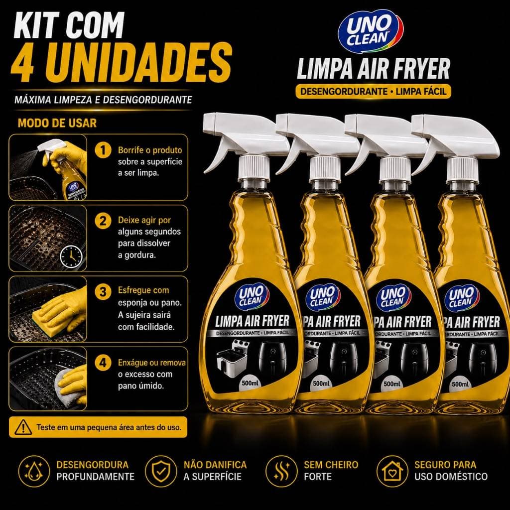 Kit 4 Spray Limpa Air Fryer Alto Poder De Limpeza, Dissolve A Gordura Limpeza Sem Esforço 500ml Provita