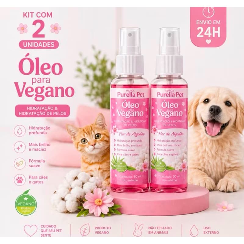 Kit 2 Óleo Pet Vegano Purella 50ml