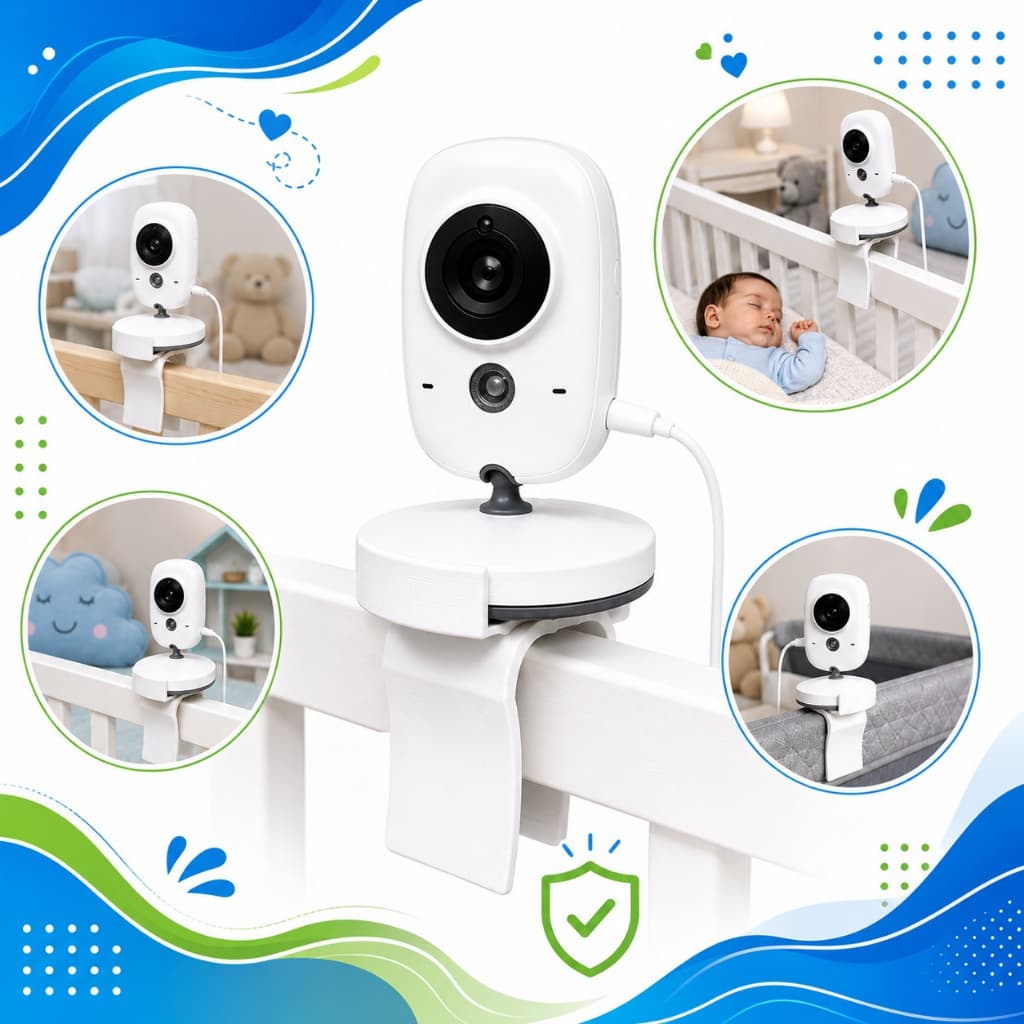 Suporte de Baba Eletronica Para Berço Universal Ajustável Flexível Monitor Bebê Vb603 Resistente