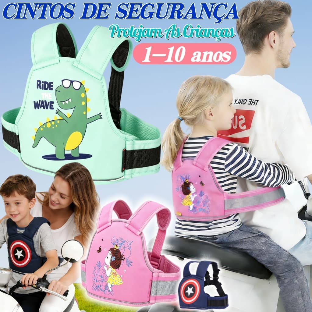 ​​Colete de Cinto de Segurança Proteção Infantil Ajustável para Motocicleta Crianças Bicicleta Arnês Reflexivo Criança​​