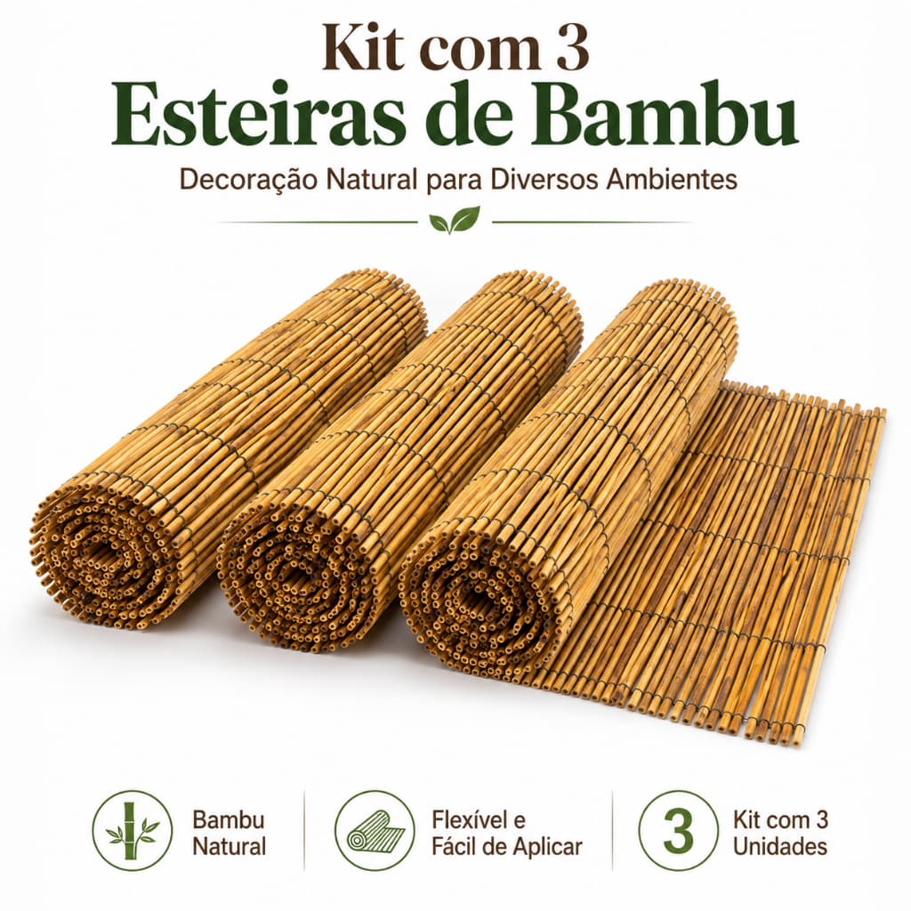 Kit 3 Esteira De Bambu Para Pergolados Cerca de Separação Privacidade
