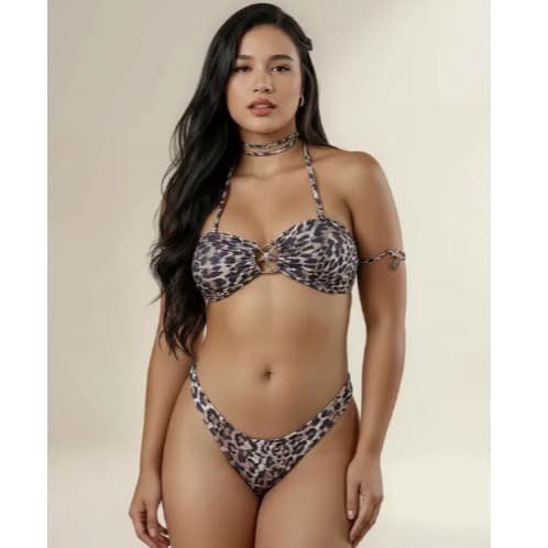 Biquíni Asa Delta Meia Taça Moda Praia Feminino Suplex Fio Duplo com Bojo Removível e Amarração