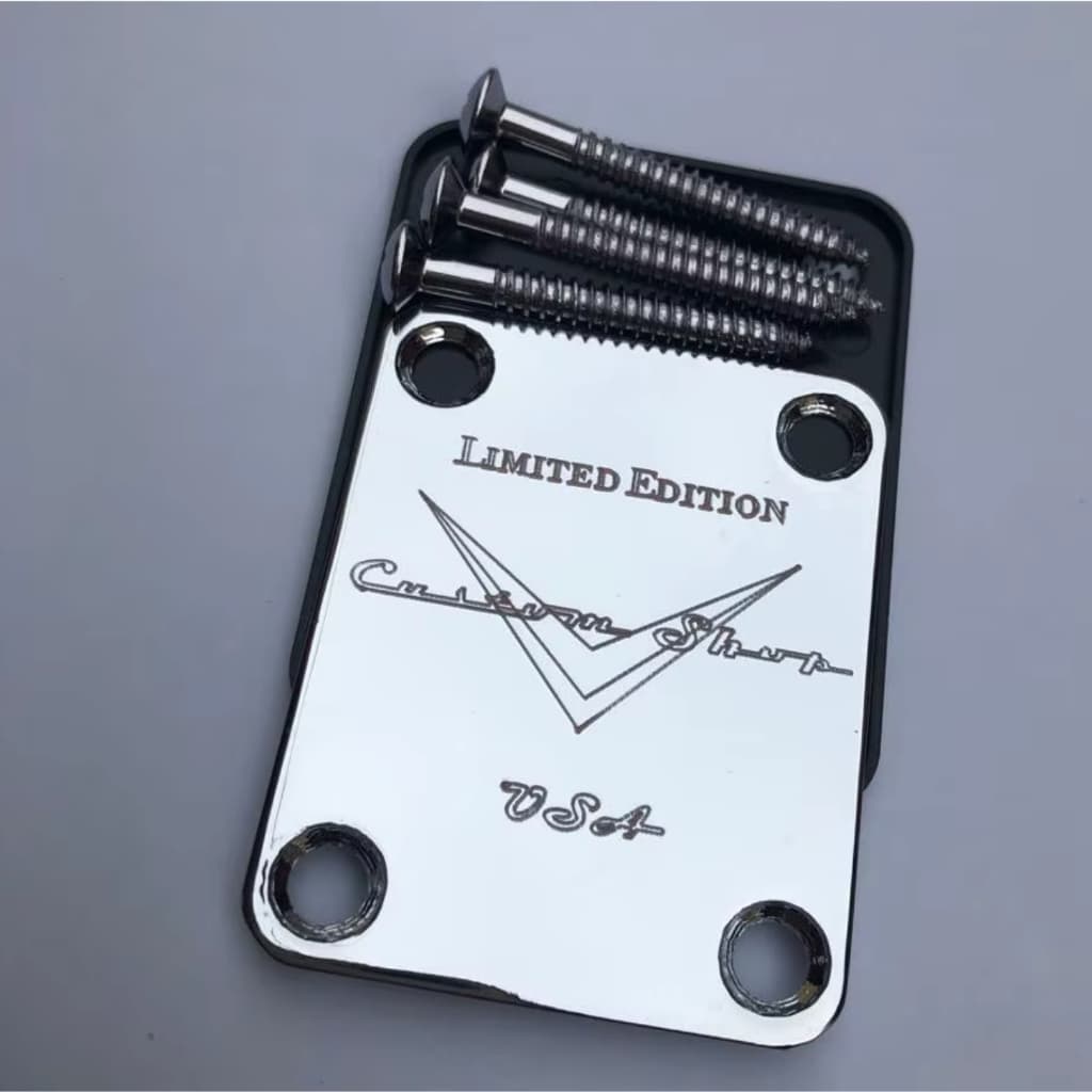 Neck Plate  Limited Edition  Custom Shop Guitarra Baixo Cromado