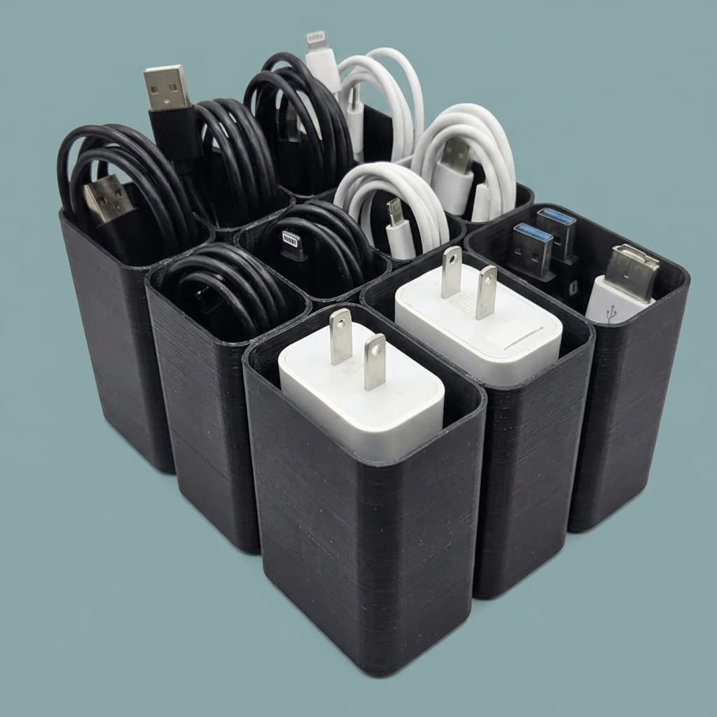 Organizador De Cabos Carregador Celular Usb Mesa Escritório Porta Fios e Fontes
