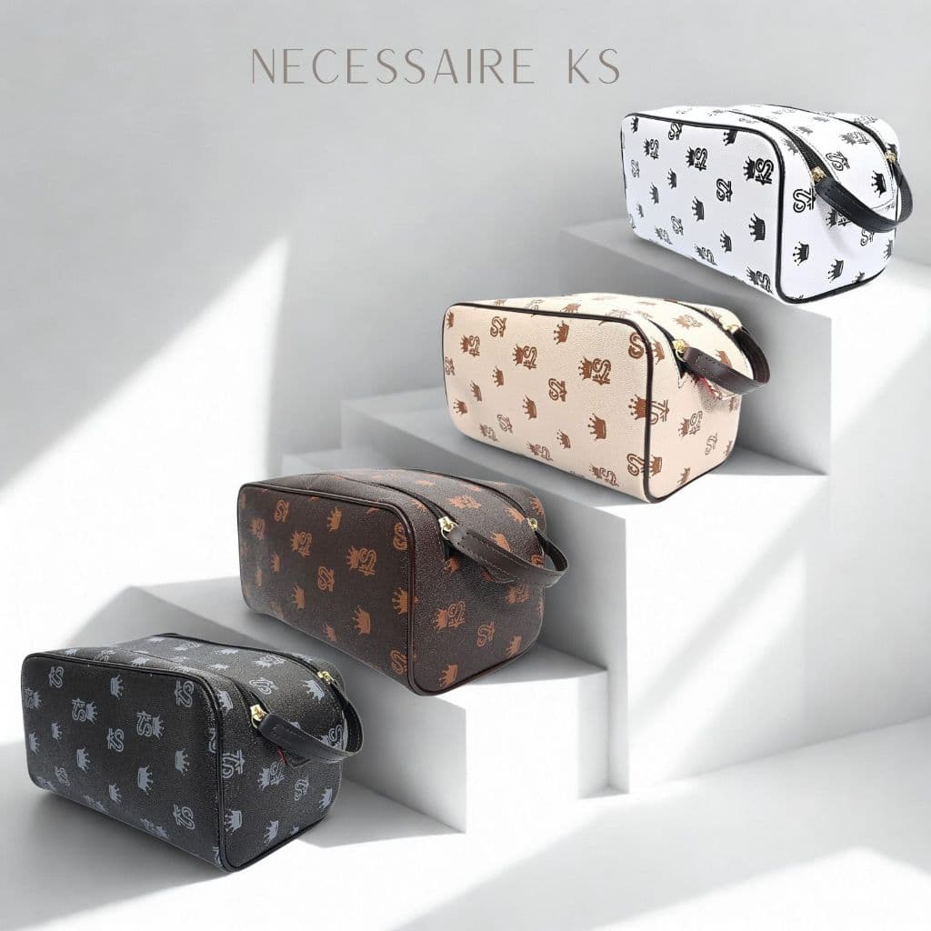 Necessaire KS Multiuso - Preta, Bege, Branca, Marrom Café - Presente - Elegante
