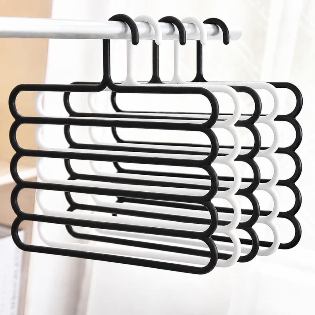 Kit com 3 Cabides Organizadores com 5 Camadas, Multifuncionais, para Calças, Toalhas, Lenços, Gravatas, Cintos e Afins