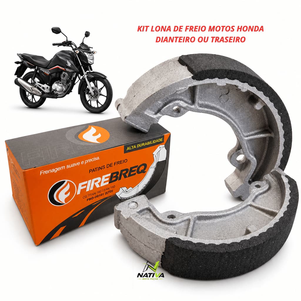 Kit Lona de Freio Patim Tambor Moto Honda Cg Titan Fan Start 125 150 160 Twister Traseiro ou Dianteiro