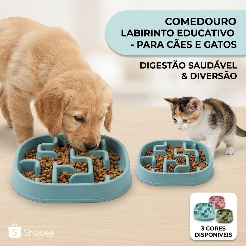 Comedouro Lento Labirinto Pote Ração Educativo Adestramento Para Pets Gatos e Cachorros  Anti Stress