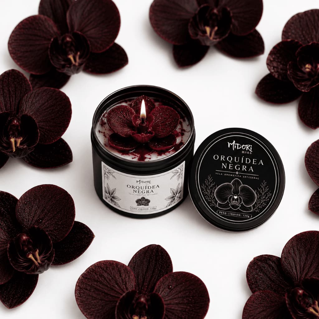 Vela Aromática Orquídea Rosa Flores Premium