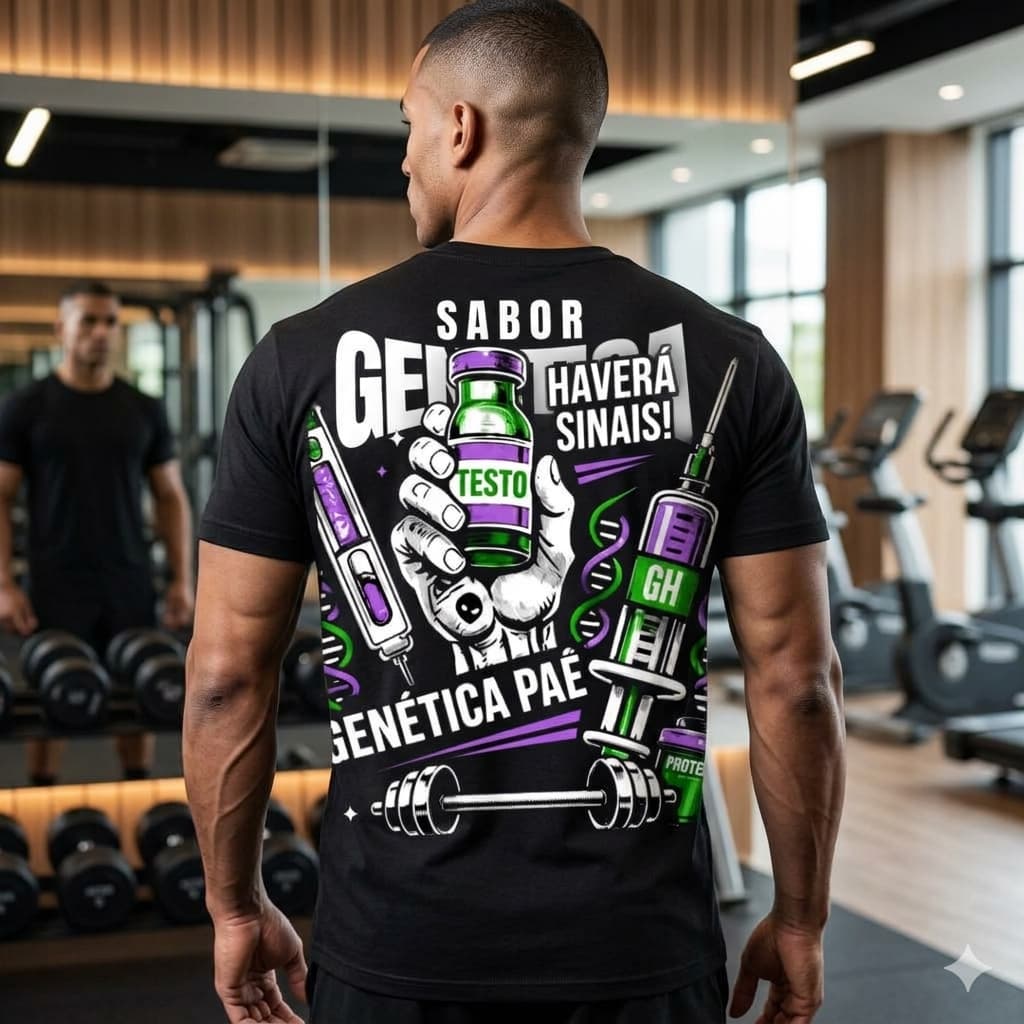 Camiseta SABOR GENÉTICA ESTAMPA ROXA camisa blusa treino pesado academia moda monstro treino força