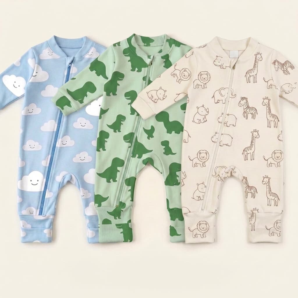 Kit 3 Peças Bebê Macacão Pé Reversível Menino Masculino 100% Algodão Confortável Infantil Temático
