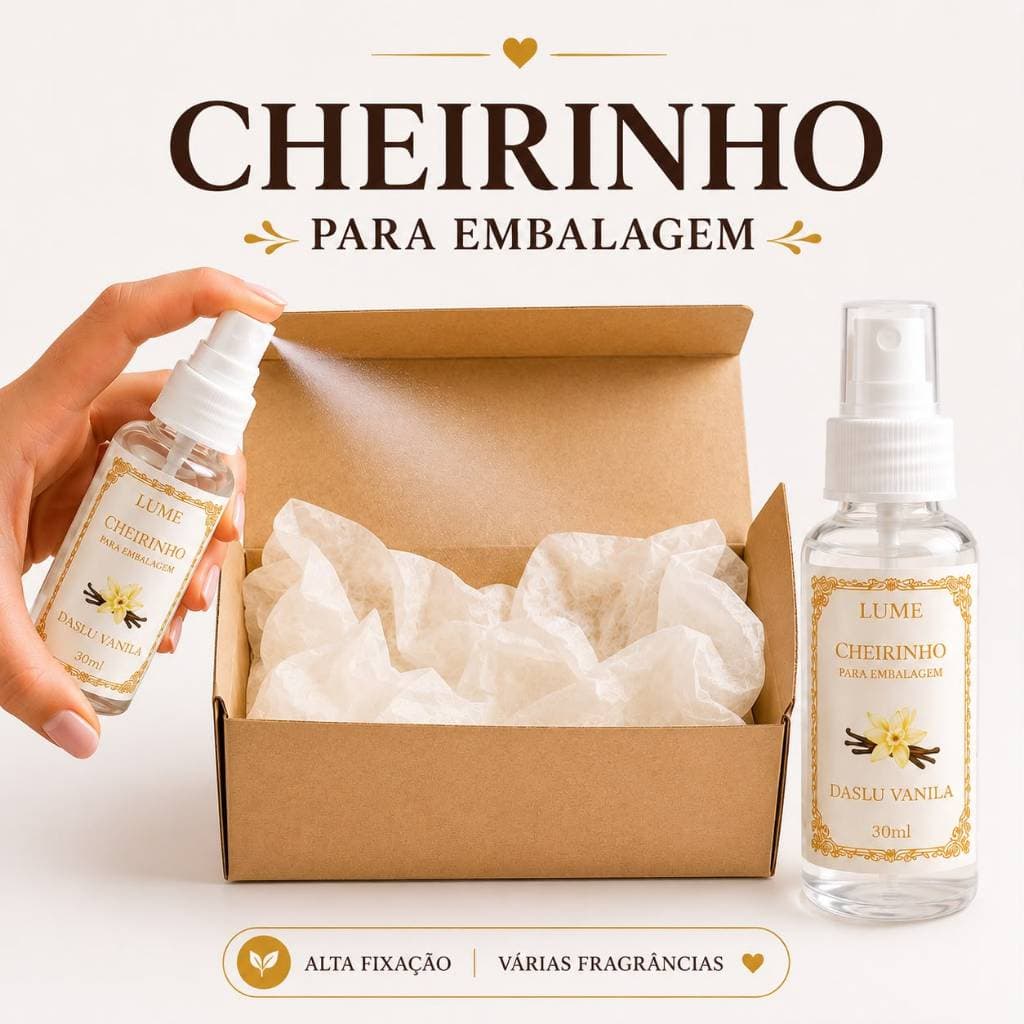 Cheirinho para Embalagem 30ml Alta Fixação Aroma para Caixas Presentes Sacolas Lojas e Encomendas Várias Fragrâncias