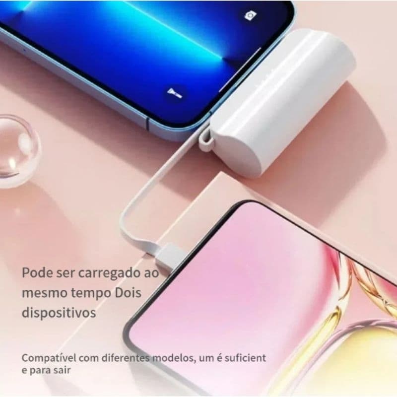 ⚡️⚡️⚡️ Carregador Portátil Mini Power Bank 10000mAh Com 02 Saídas Tipo-C / Lightning