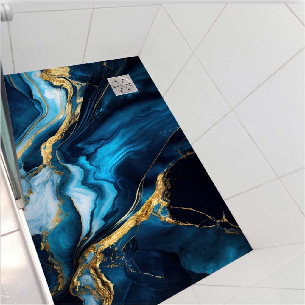 Piso Banheiro Box Adesivo Vinil Marmore Azul