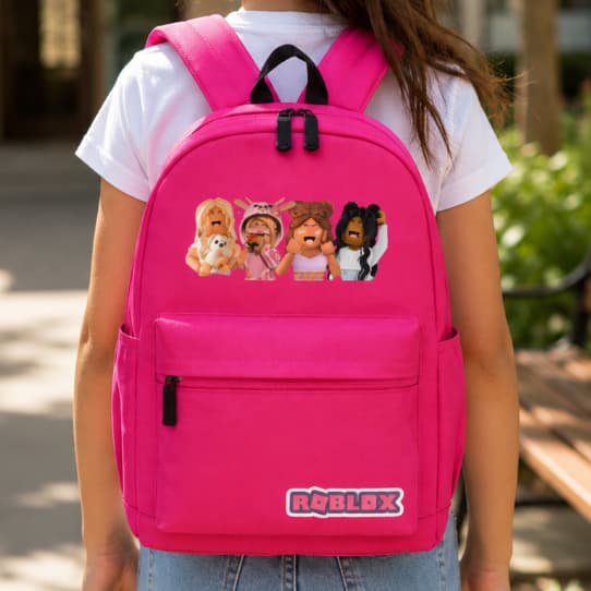 Mochila Roblox Skins Desenho Feminina Rosa Jogo Grande Espaçosa