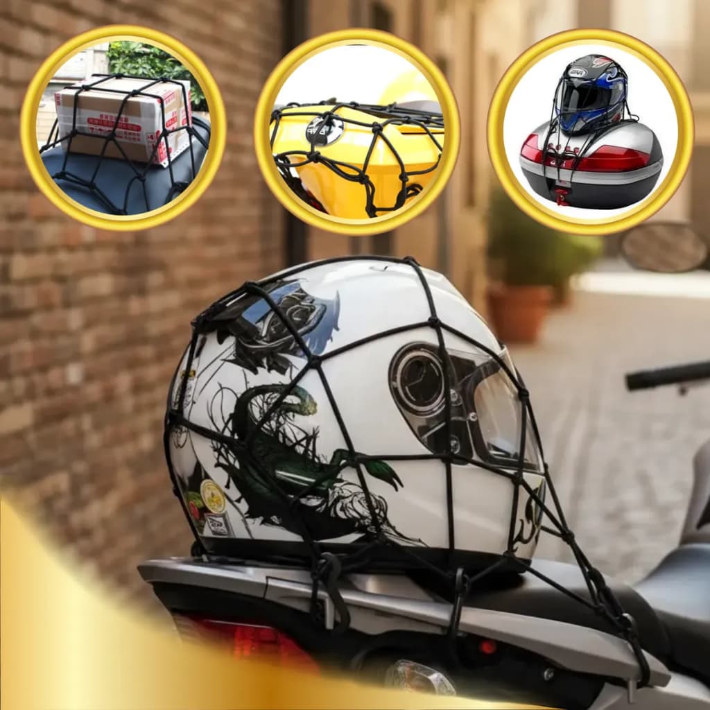 Rede Elástica Para Capacete E Bagageiro De Moto 45cm X 45cm