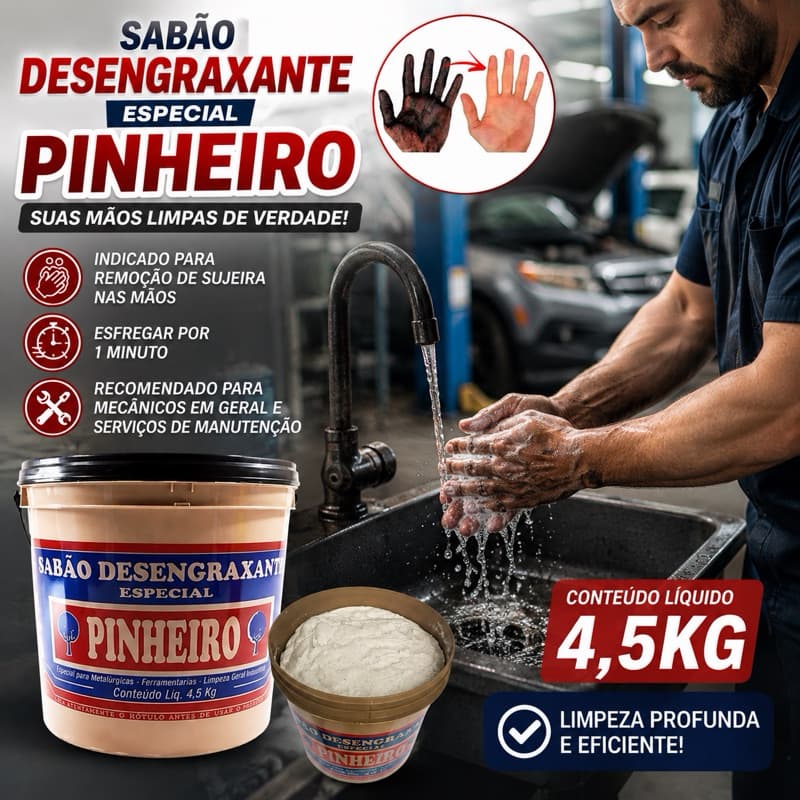 Pasta Sabão Desengraxante para as Mãos Limpa Graxas e Óleos Uso Industrial e Automotivo Balde 4,5 kg