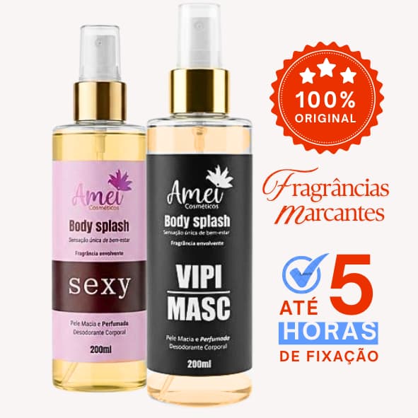 Body Splash Amei Cosméticos Deo Colônia, Floral,Frutal, Amadeirado, Perfume Pós-Banho 200ml