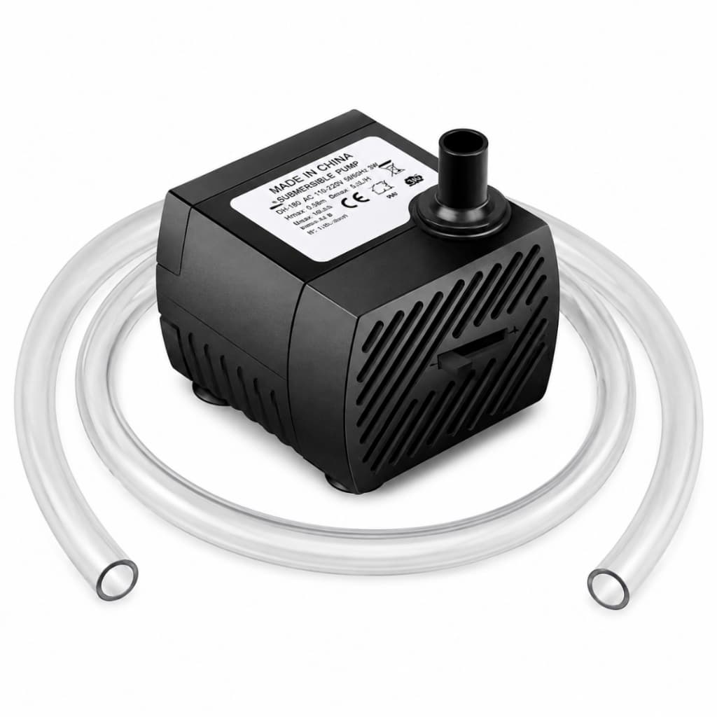 Kit Motor Bomba Bivolt Submersa Aquário Fontes Água e Bebedouros Gatos + Mangueira Grande 15cm