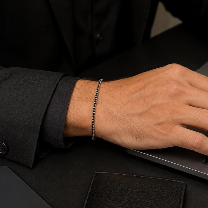 Pulseira Rivieira Minimalista Cravejada Unissex Elástica Uso Diário Envio Imediato Premium Brilho