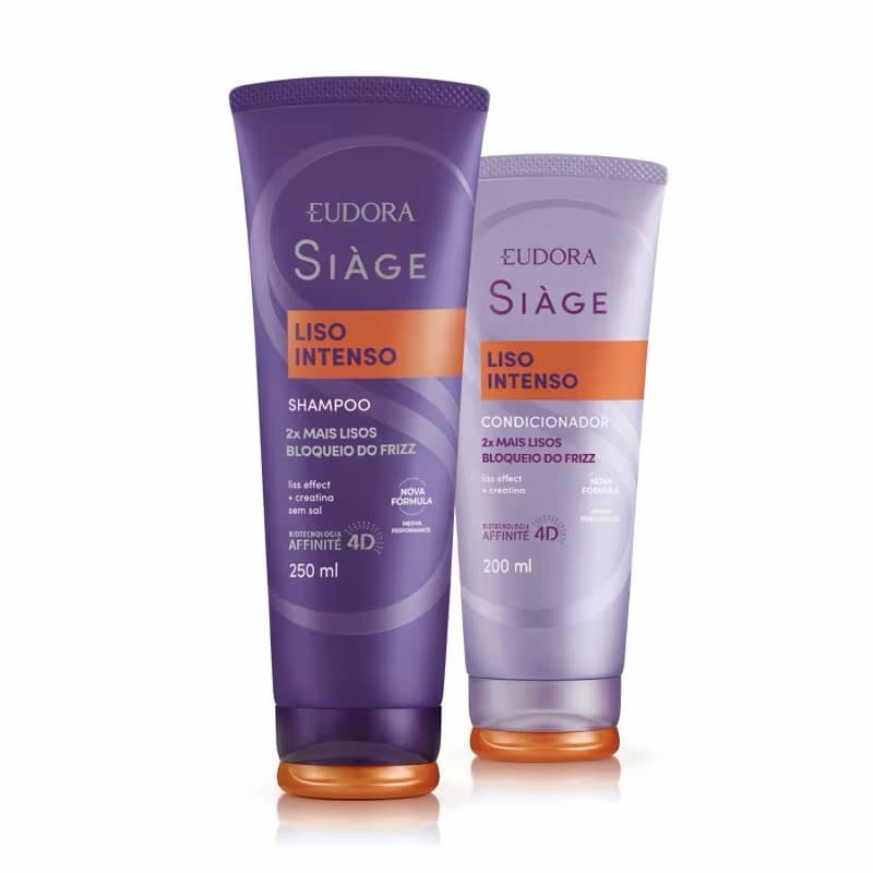 Eudora Combo Kit Siàge Liso Intenso: Shampoo 250ml + Condicionador 200ml Bloqueio do Frizz 2x Mais Lisos