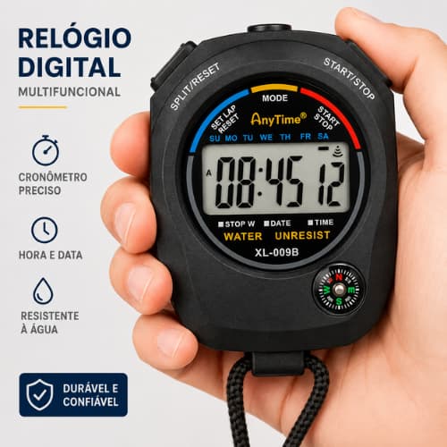 Cronômetro Temporizador Digital Esportivo Profissional Para Corrida Treino Natação Futebol Competição Com Display Lcd