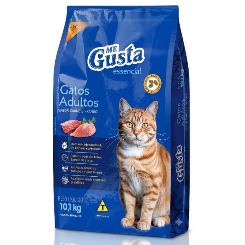 ração me gusta gatos adultos carne e frango 10,1 kg essencial Premium