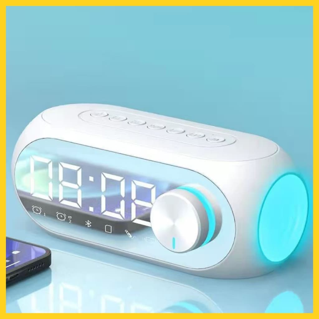 Relógio Despertador Multifuncional Digital com Caixa de Som Bluetooth Rádio FM Luzes LED RGB Alarme