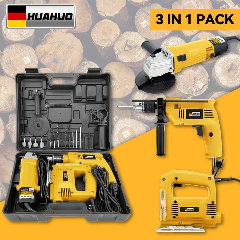 KIT Furadeira Parafusadeira E Lixadeira Esmerilhadeira E Serra Tico Tico Com Peças E Maleta