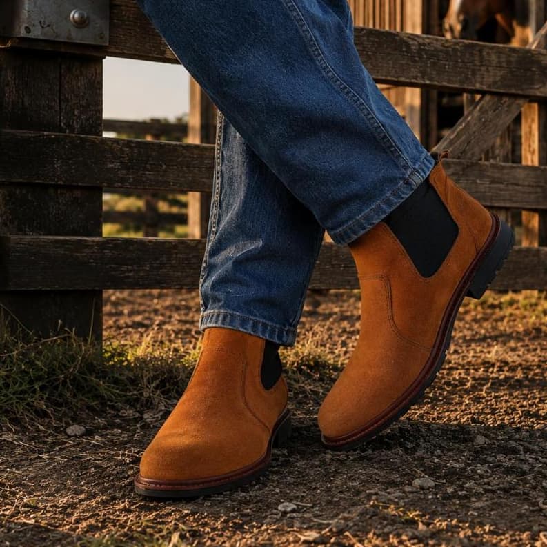 Bota Botina Masculina Chelsea Camurça Casual Confortável