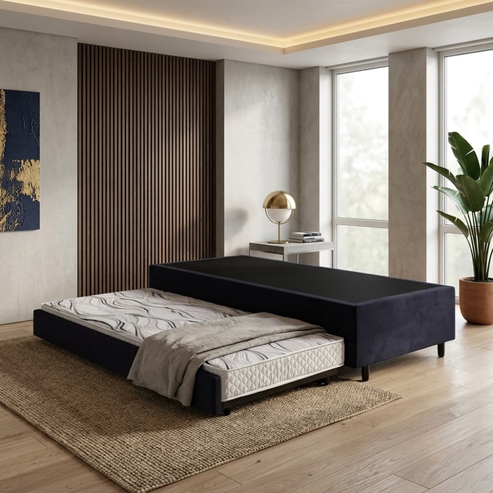 Bicama Box Solteiro 88x188 com Colchão Auxiliar Ecoflex