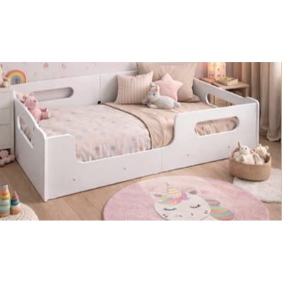 Cama Encanto Infantil Com Colchão Grades Em Mdf Para Quarto