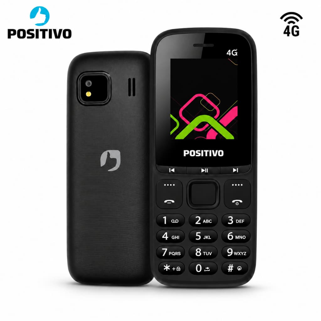 Celular Simples Positivo P26 4G Dual Chip Tela 1,8" Bluetooth Rádio FM Lanterna Bateria 1000mAh