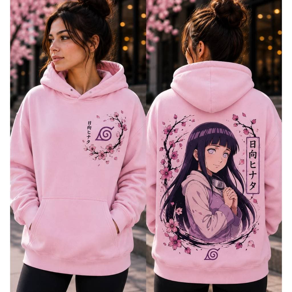 Moletom Rosa Feminino Hinata Hyuga 100% Algodão Streetwear - Envio Imediato