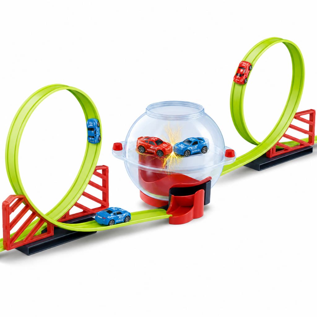 Pista de Corrida Infantil 135cm com 2 Loopings Esfera de Colisão e 2 Carrinhos 1693