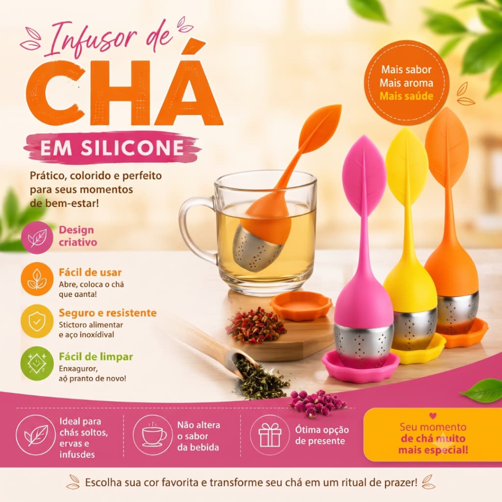 Infusor Para Chá Siliconado Folha
