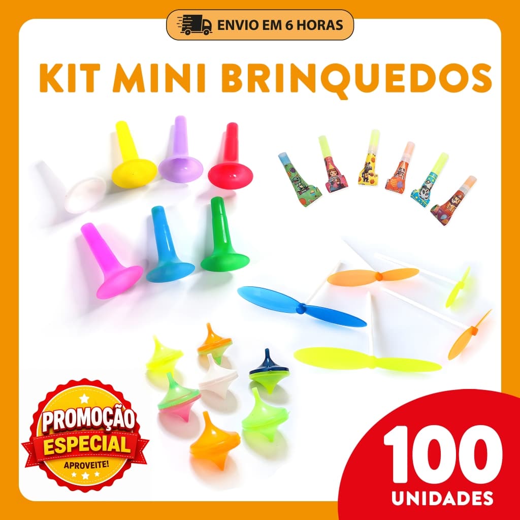 Kit 100 Mini Brinquedos Lembrancinhas Sacolinha Surpresa Brindes Festa Infantil Aniversário