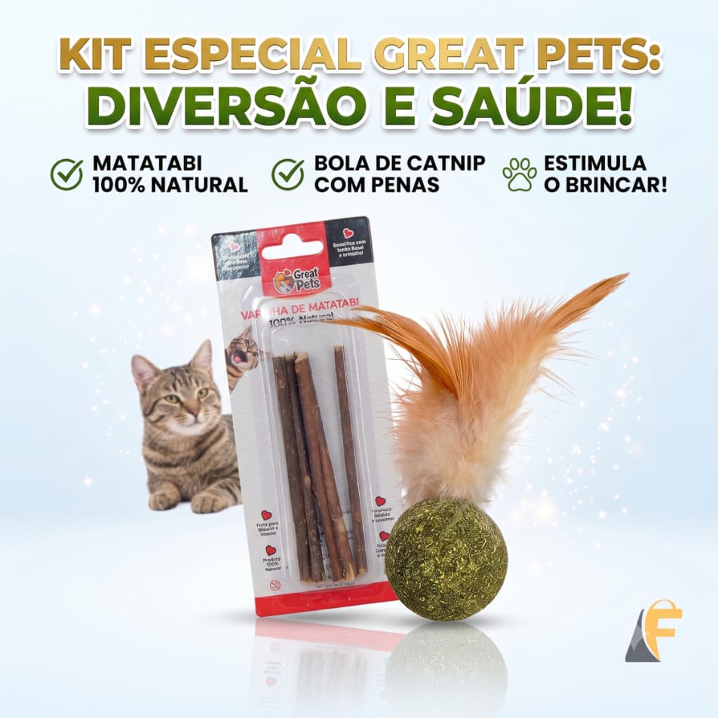 Varinhas De Matatabi Brinquedos Gatos + Brinquedo Gatos Bola Catnip Com Penas Great Pets