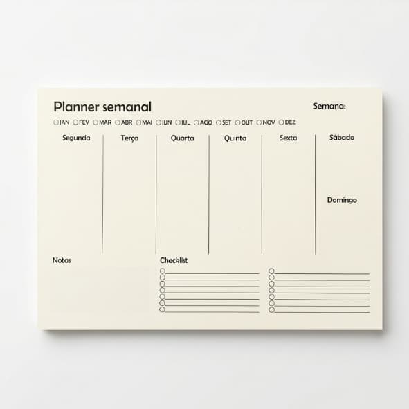 Planner semanal Paisagem Minimalista Destacável - Bloco de anotações em papel Pólen - 60 folhas tamanho A4