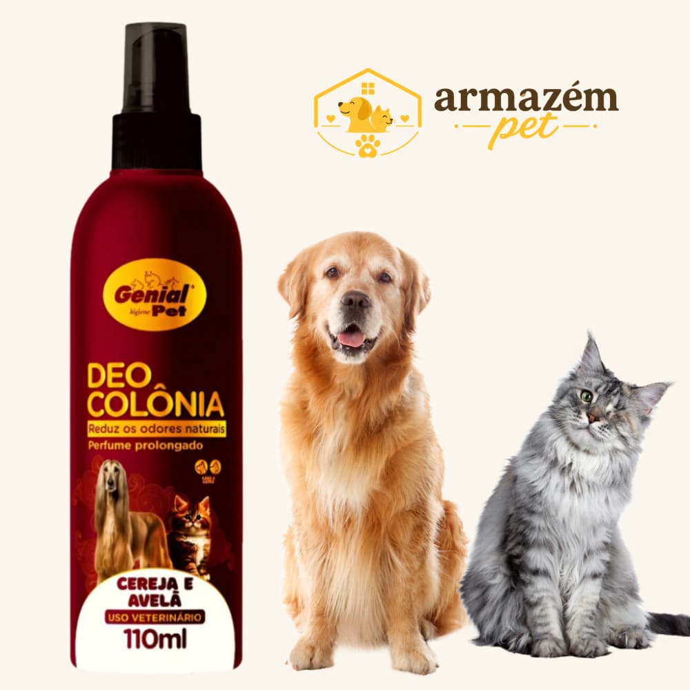 Perfume Pet Cereja e Avelã 110ml - Deo Colônia Genial Pet para Cães e Gatos Cheiro Duradouro