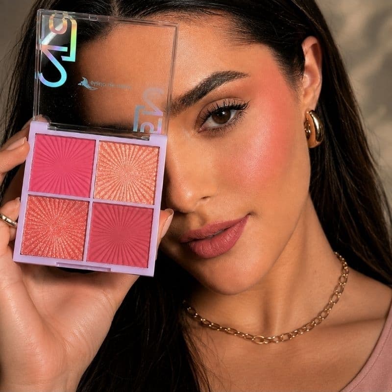 Blush e Iluminador 4 em 1 Beijo de Neve M1, M2 e M3 | Alta Pigmentação e Glow Radiante