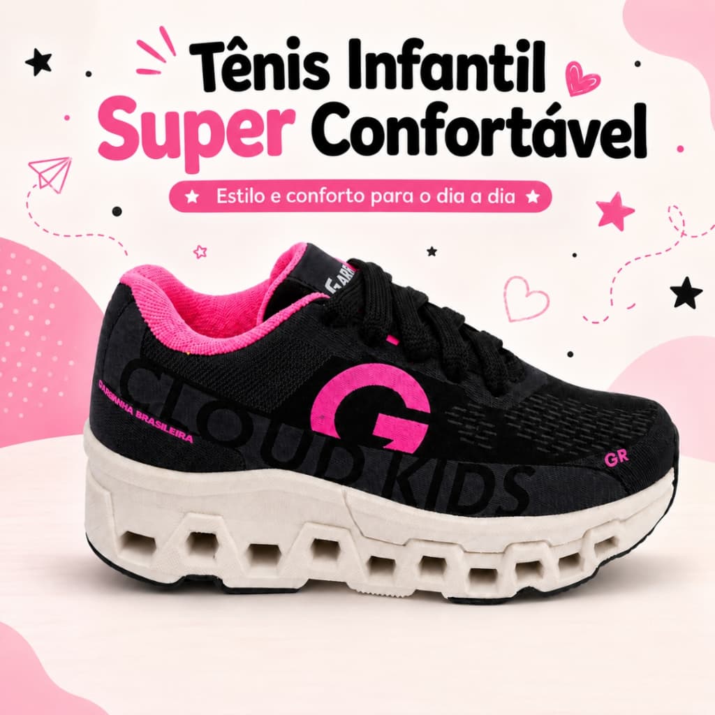 Tênis Infantil Unissex Esportivo Leve Confortável Chunky Durável Resistente Original Para Uso Diário 26 AO 33