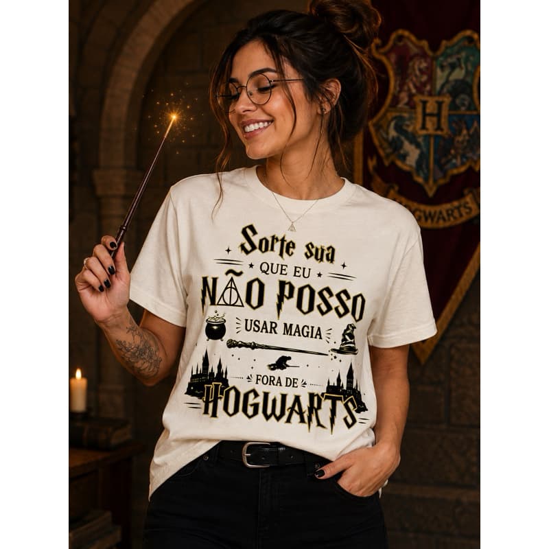Camiseta Feminina Harry Potter Magia Funny Cartoon Unissex ENVIO IMEDIATO