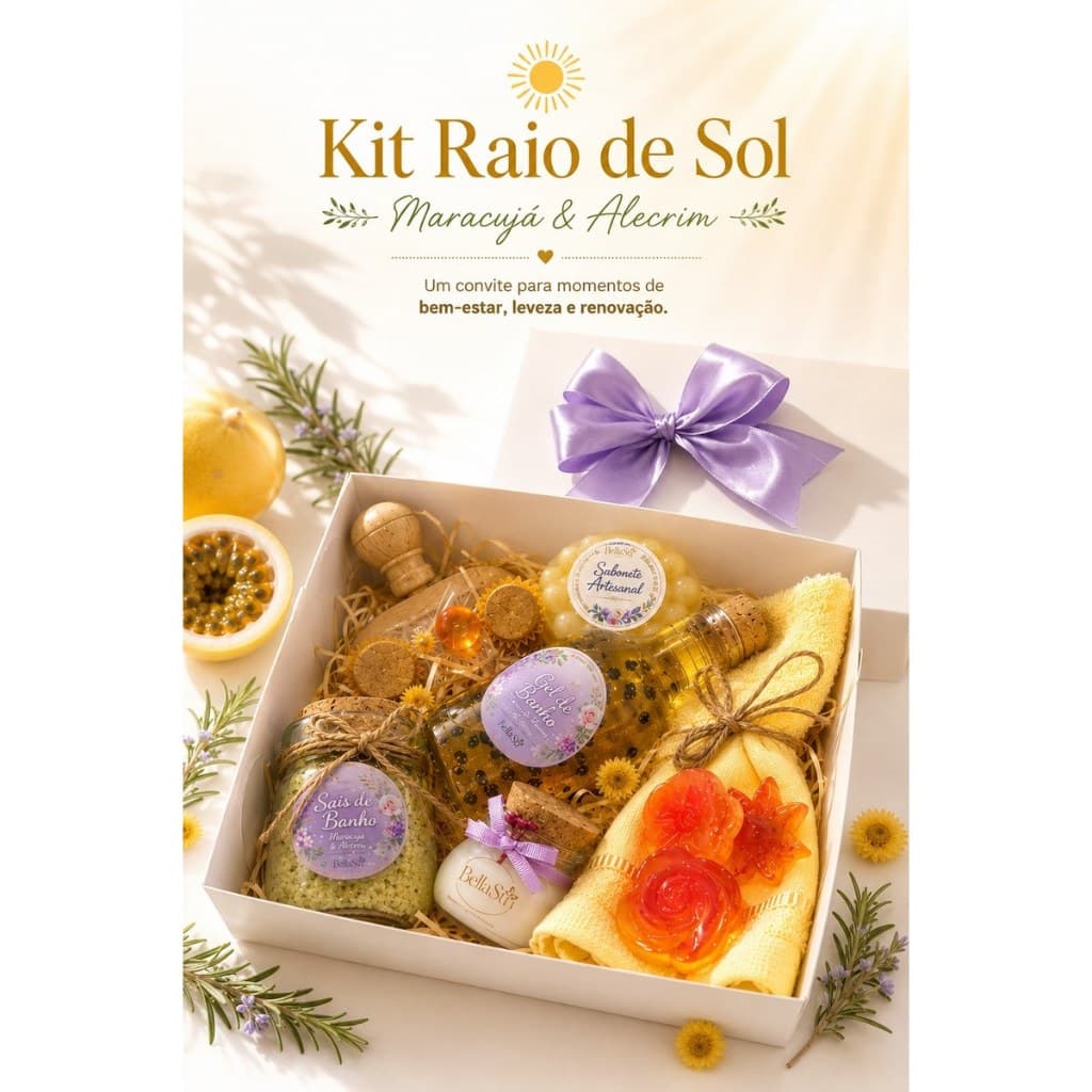 Kit SPA Raio de Sol BellaSu | Maracujá & Alecrim | Presente Premium para Autocuidado