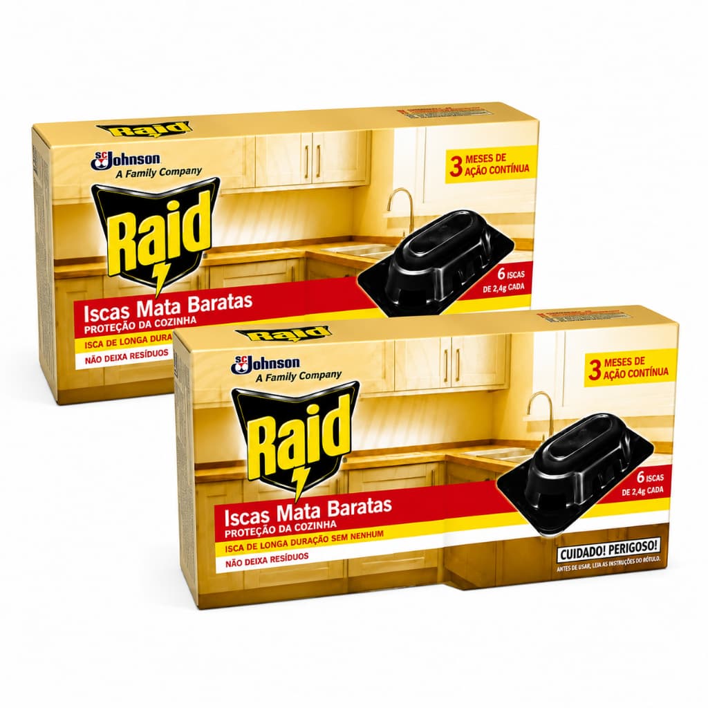 Kit Raid Armadilha Para Matar Baratas Caixa C/6 Iscas cada