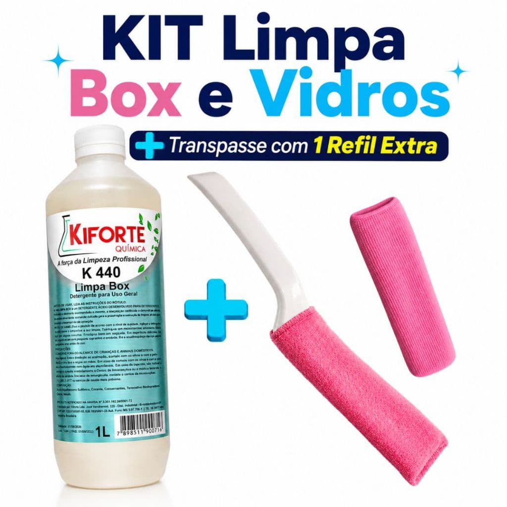 Kit 1 Limpa Box Profissional de 1 Litro + 1 Transpasse com Refil + 1 Refil Extra