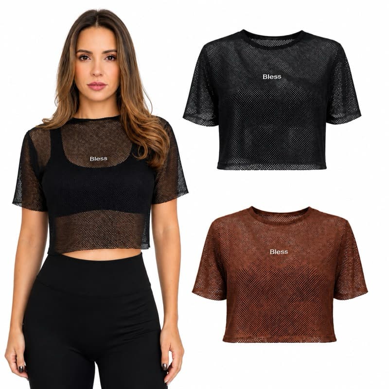 Kit 2 Unidades Cropped Academia Feminino Telinha Blusa Furadinha Fitness Corrida