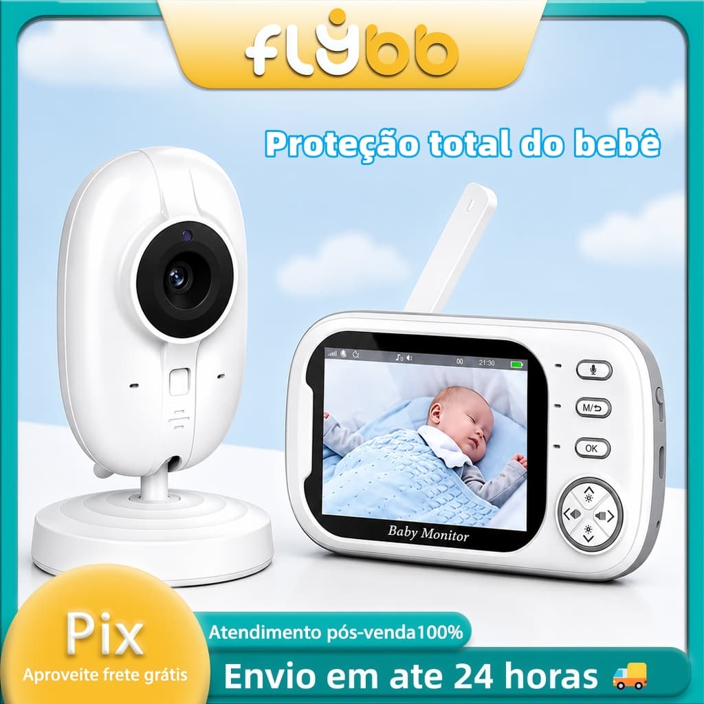 Monitor de Bebê Babá Eletrônica ABM600 Tela Colorida Visão Noturna