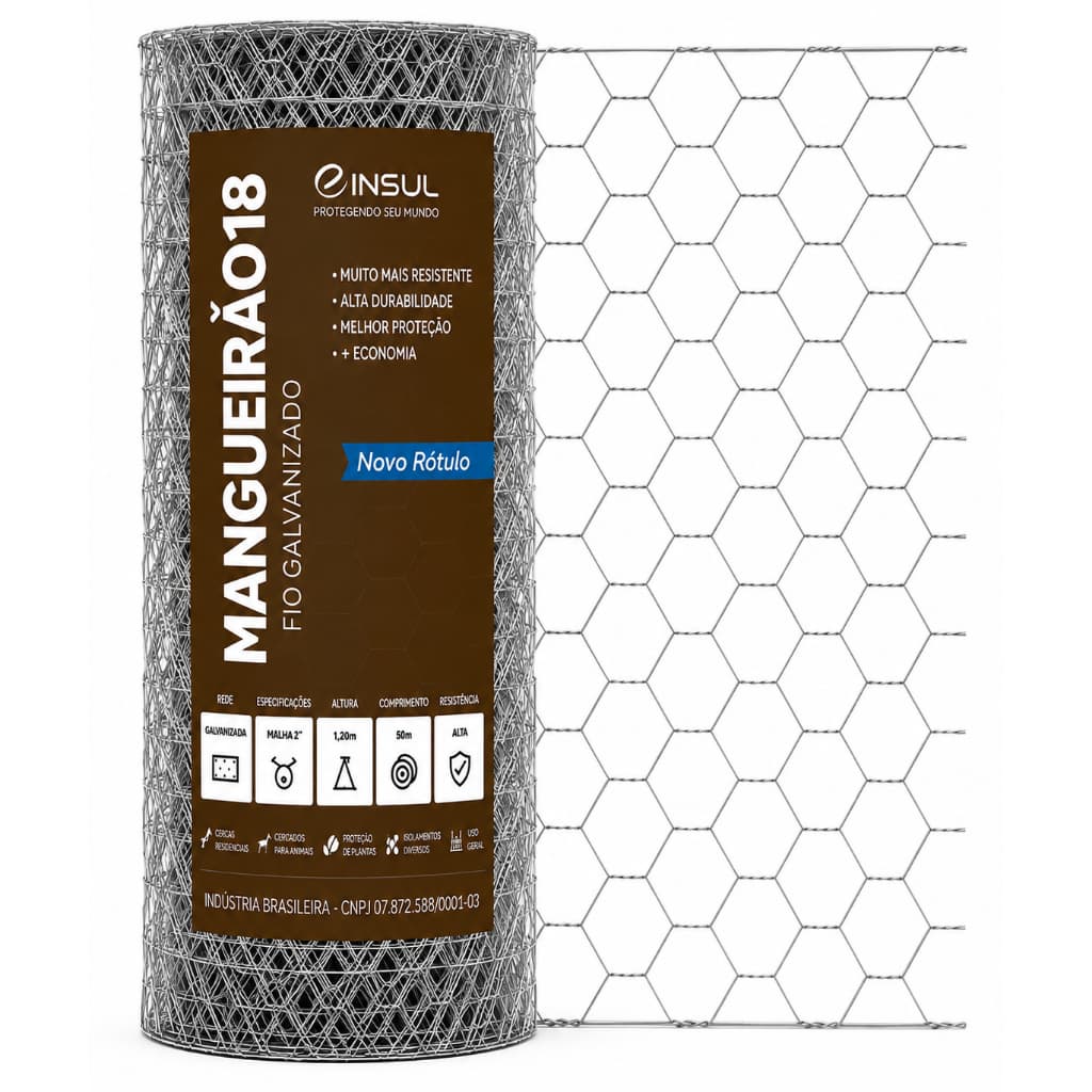 Tela Mangueirão Leve 1,20x50m Fio 18 Galvanizada Cerca Cachorro Horta Cerca Premium Custo Benefício Insul